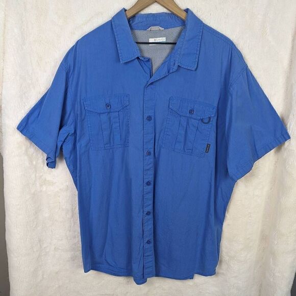 Columbia Men’s 2XL XXL Blue Button Down Vented Fishing Shirt Comfort Outdoors - Picture 1 of 5